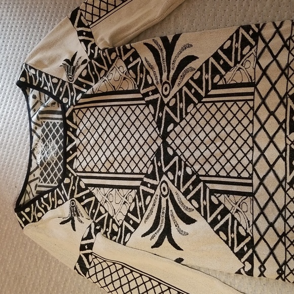 Free People Size Medium/Large  Long Sleeve Body Con Dress Black and Creem - Picture 6 of 11